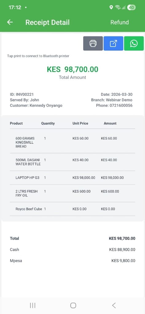 DukaPlus Receipt Detail