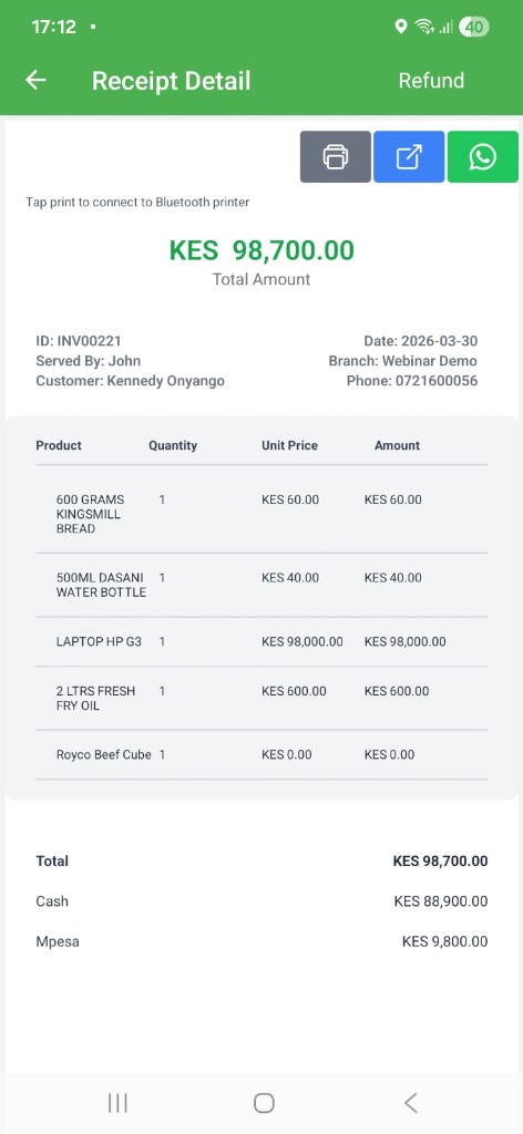 DukaPlus Receipt Detail